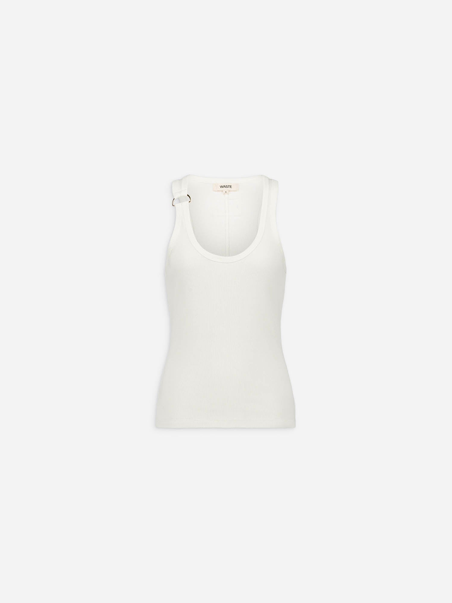 Jane - Ecru Metal Buckle Tank Top