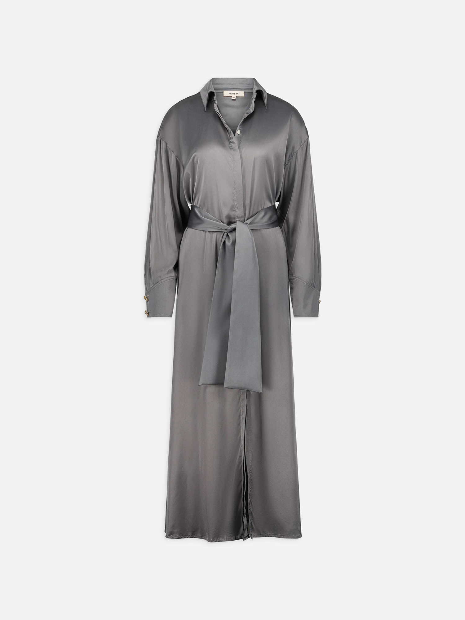Maxe - Robe Chemise Satin Gris