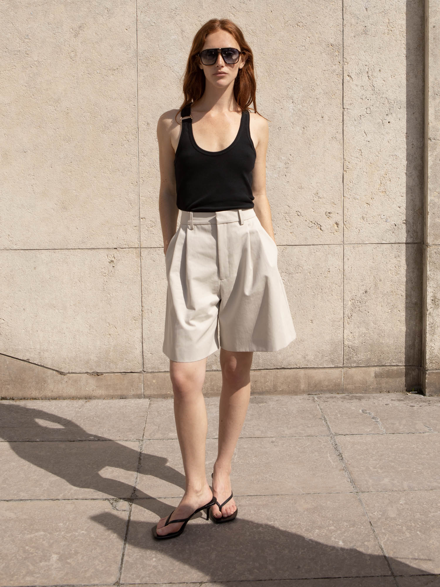 Jane - Black Metal Buckle Tank Top