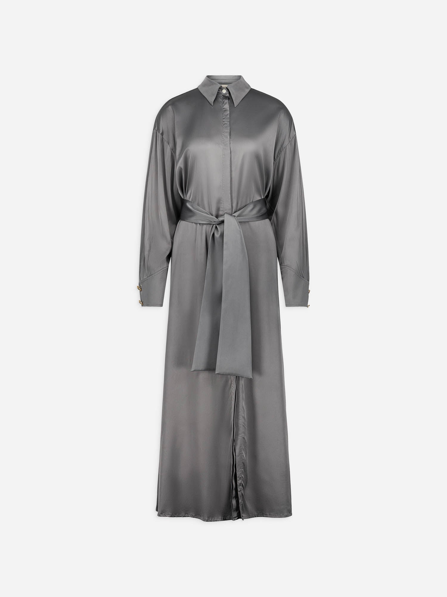Maxe - Robe Chemise Satin Gris