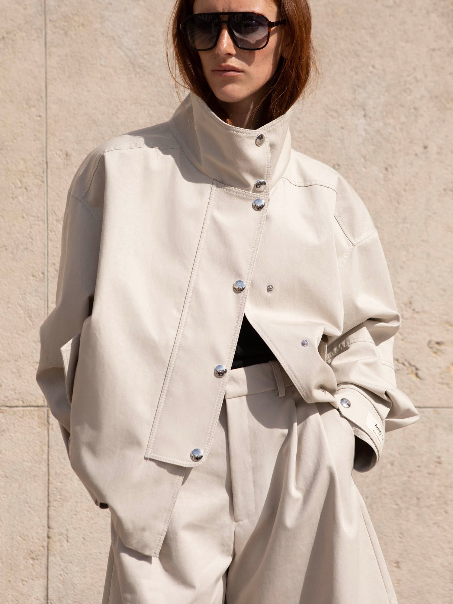Perry - Veste Col Montant Beige