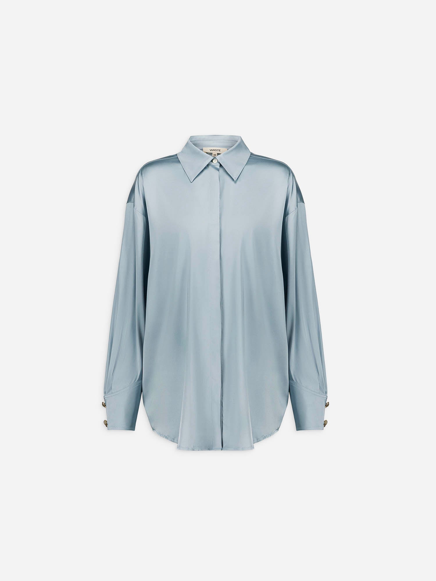 Willy - Chemise Oversize Satin Bleu Ciel